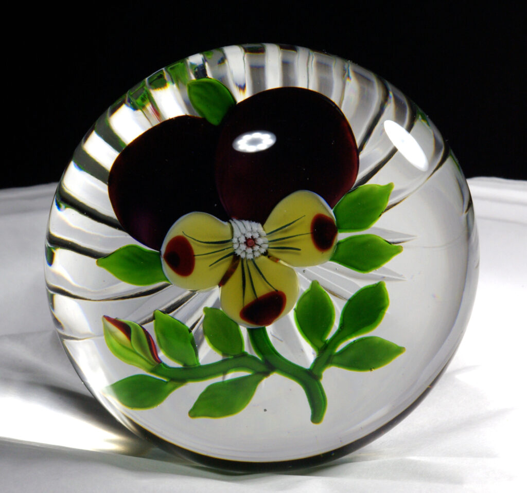 paperweights: Baccarat: antique pansies – PetrifiedWood.ROCKS and 